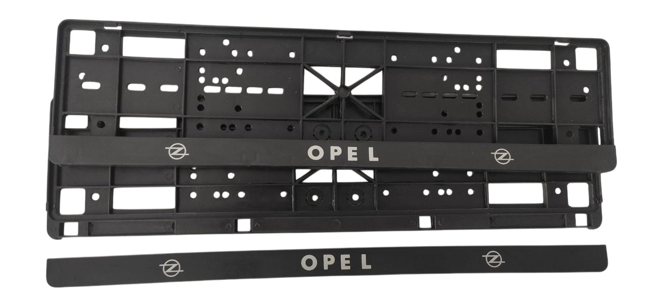 Рамка номерного знака с защелками Книжка с надписью "OPEL" пара (20594)