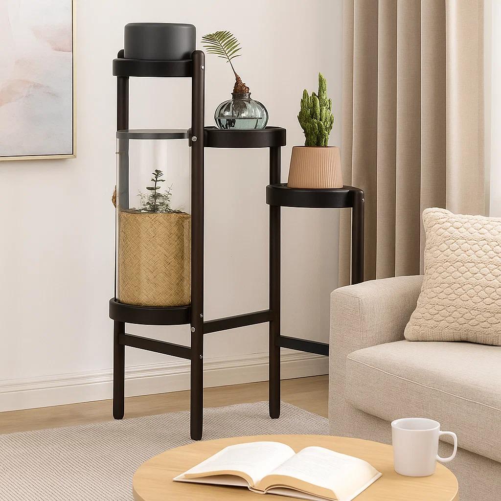 Стеллаж для растений и горшков с цветами на 4 яруса Черный