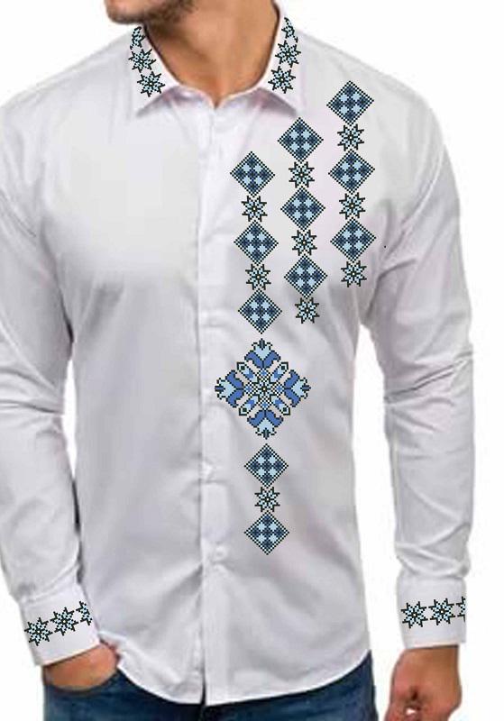 Заготовка для вишивки нитками або бісером/сорочка чоловіча не пошита СЧГ-329 габардин