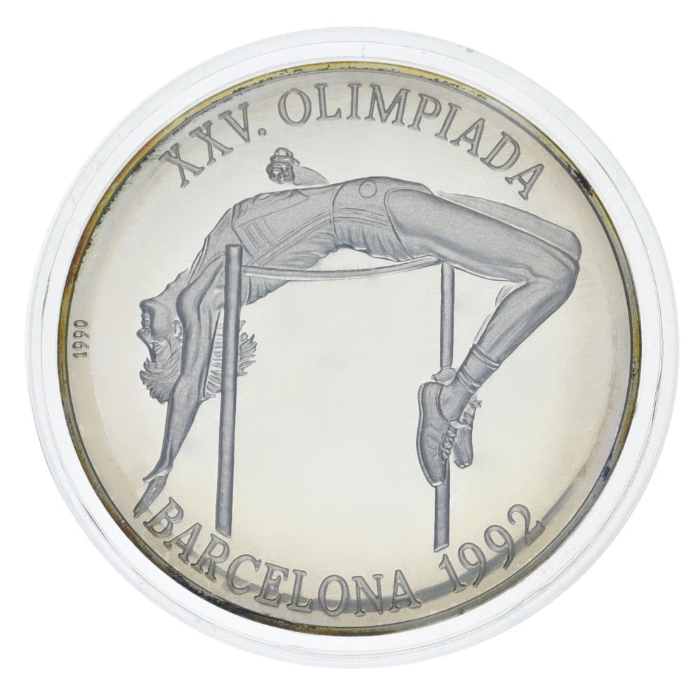 Колекційна монета Куба 10 песо 1990 срібло AU-UNC XXV літні Олімпійські ігри в Барселоні 1992 року-Стрибок у висоту (М22689)