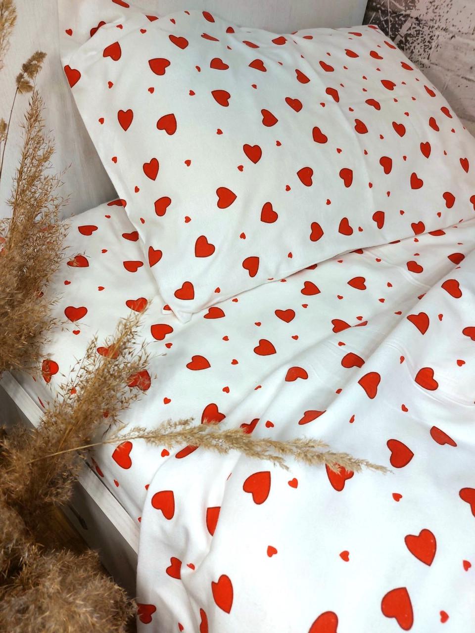 Комплект постельного белья теплого Царский Дом Сердечки фланель полуторный Белый/Красный (2443743859) Комплект постельного белья теплого Царский Дом Сердечки фланель полуторный Белый/Красный (2443743859)