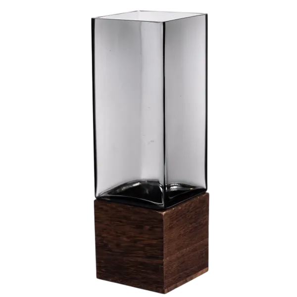 Ваза для цветов и декора Smart Wood с деревянной подставкой 900 мл
