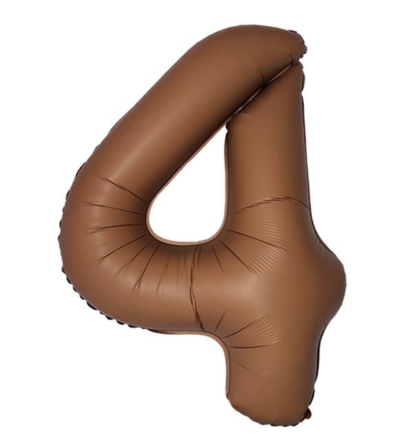 Воздушный шар Slim Flexmetal Цифра «4» 1 м Шоколадный сатин (10527)