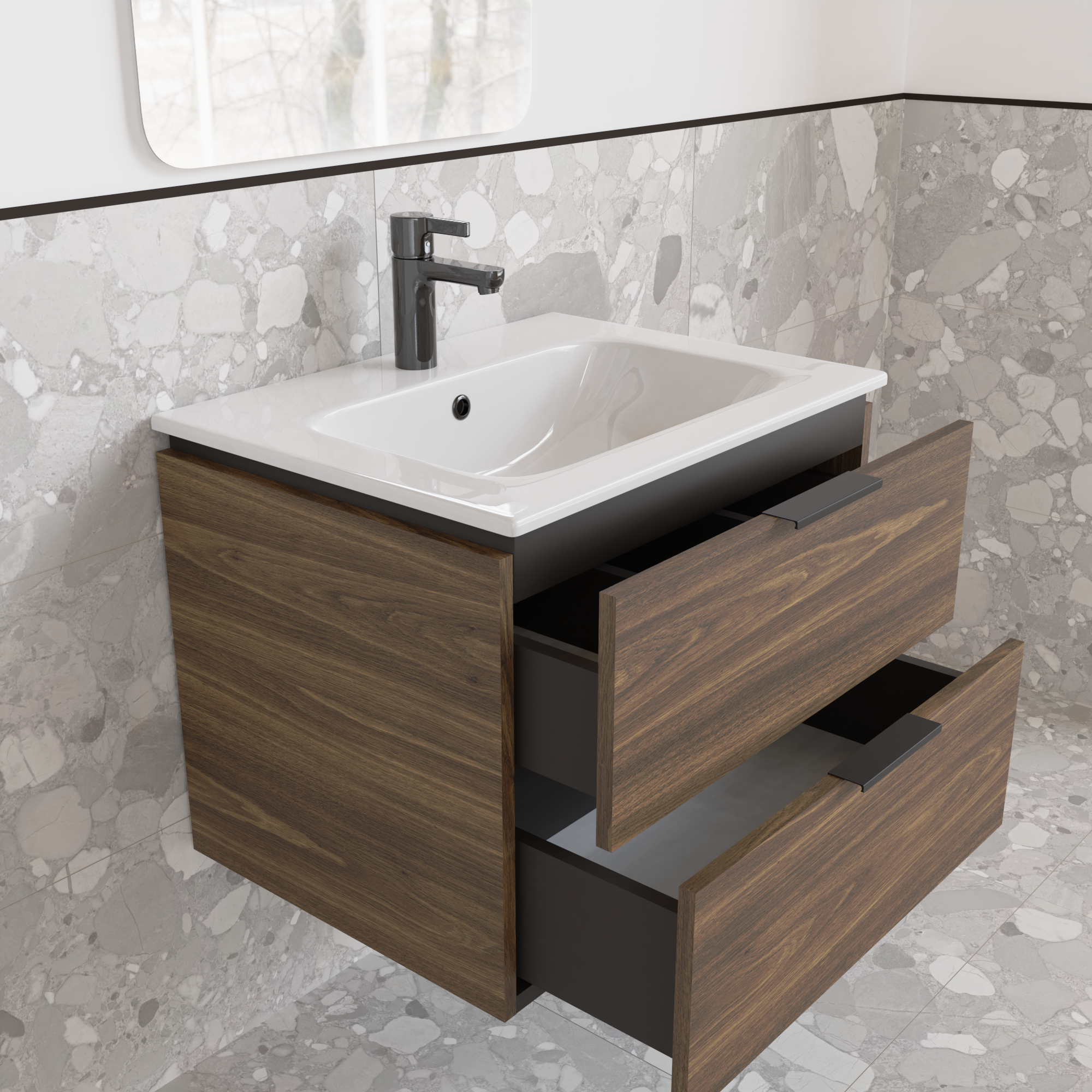 Тумба підвісна з раковиною MVK Vostok Icon 60 В2 600х450х530 мм Дуб Бурбон (p260br) - фото 3 Тумба підвісна з раковиною MVK Vostok Icon 60 В2 600х450х530 мм Дуб Бурбон (p260br) - фото 3