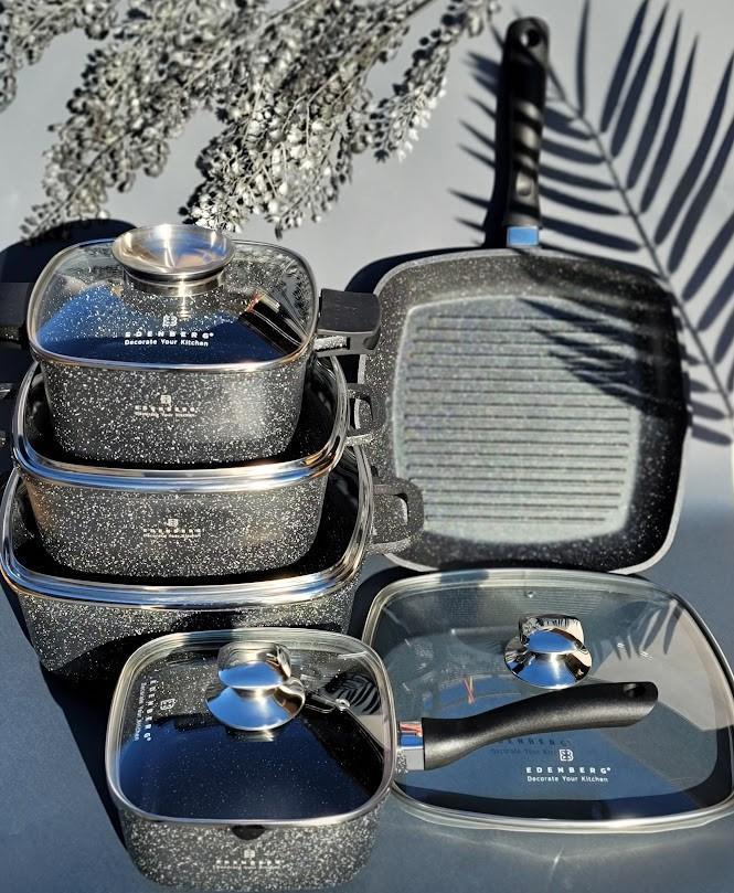 Набор кастрюль с мраморным антипригарным покрытием Edenberg EB-3988 10 пр.