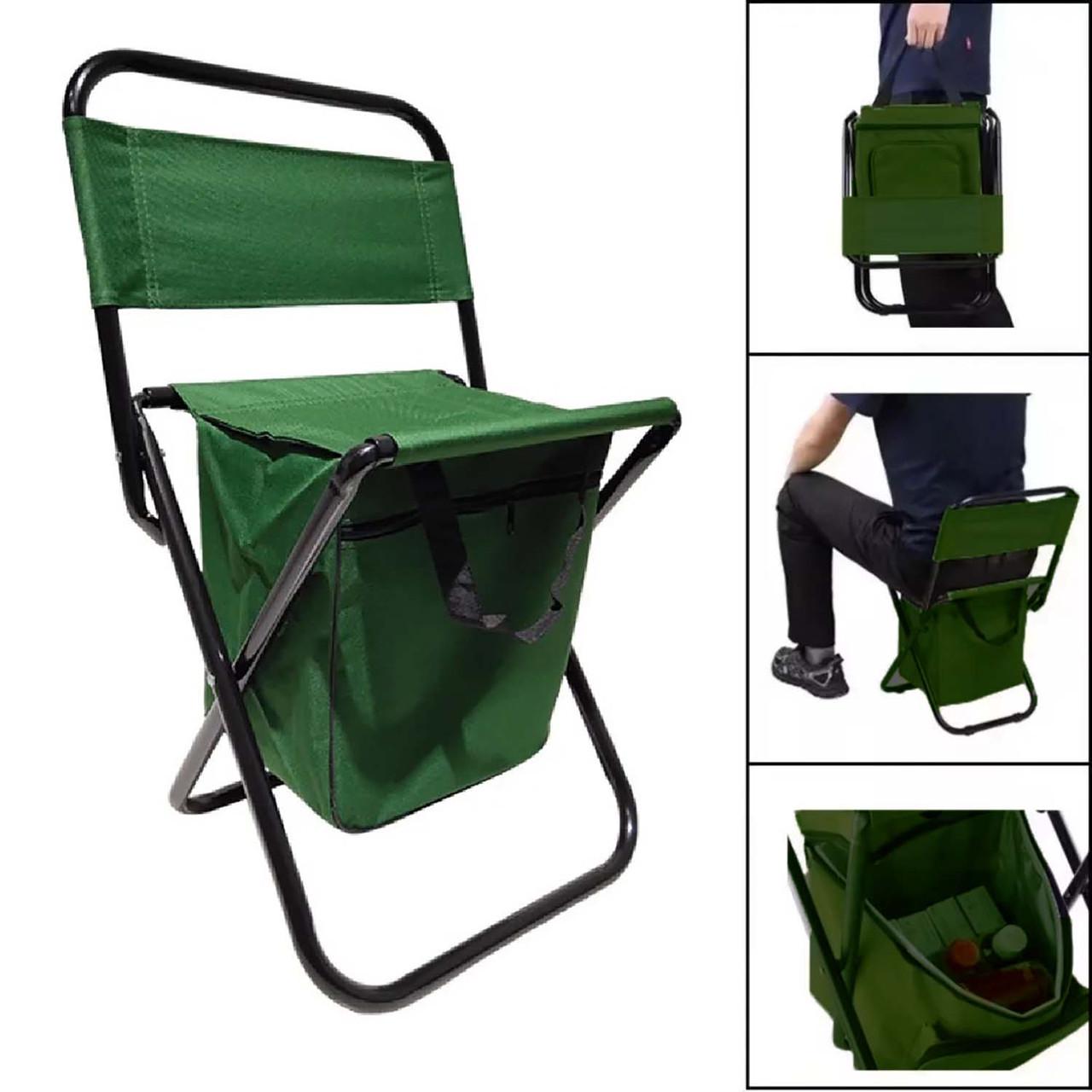 Стілець розкладний туристичний з кишенею кенгуру 27х22х51 см Green - фото 2