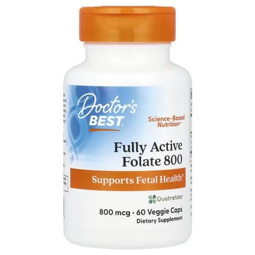 Фолієва кислота B-9 Doctor's Best Folate 800 with Quatrefolic 800 mcg 60 Veggie Caps (DRB-00458)