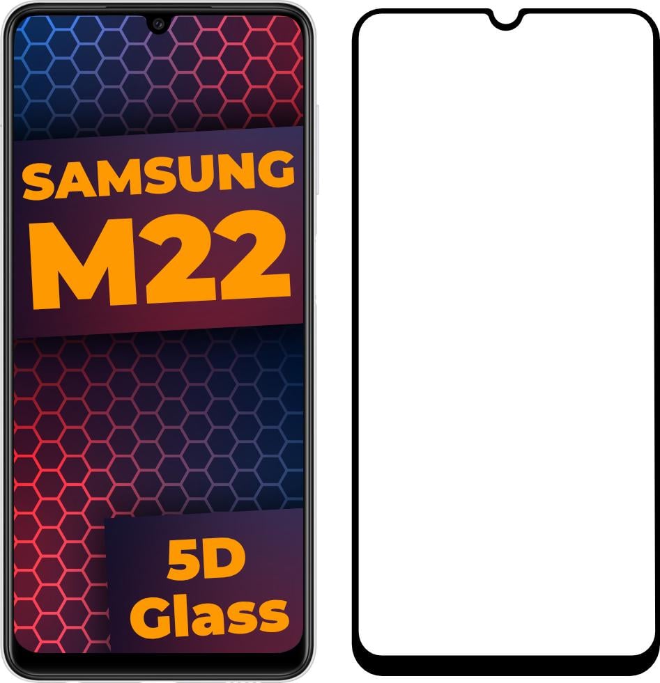 Стекло 5D Samsung Galaxy M22 M225 защитное Full Glue Black (23846)