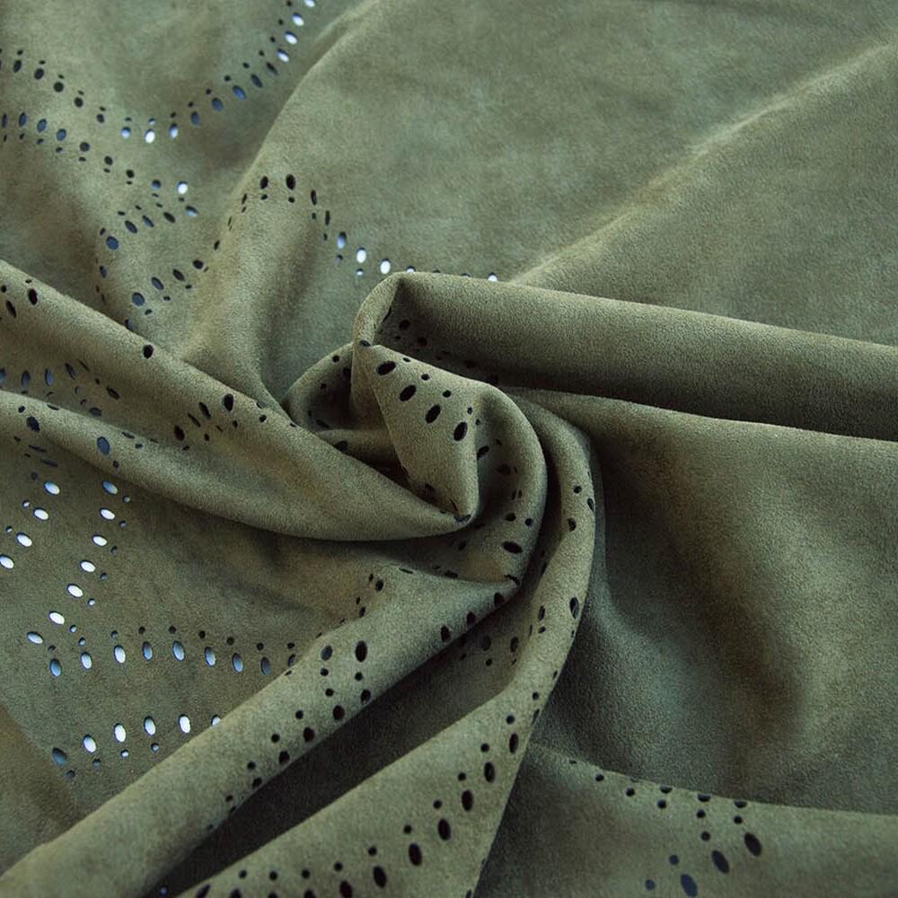 Ткань трикотаж замша Лапша V-1/6 Хаки (12719)