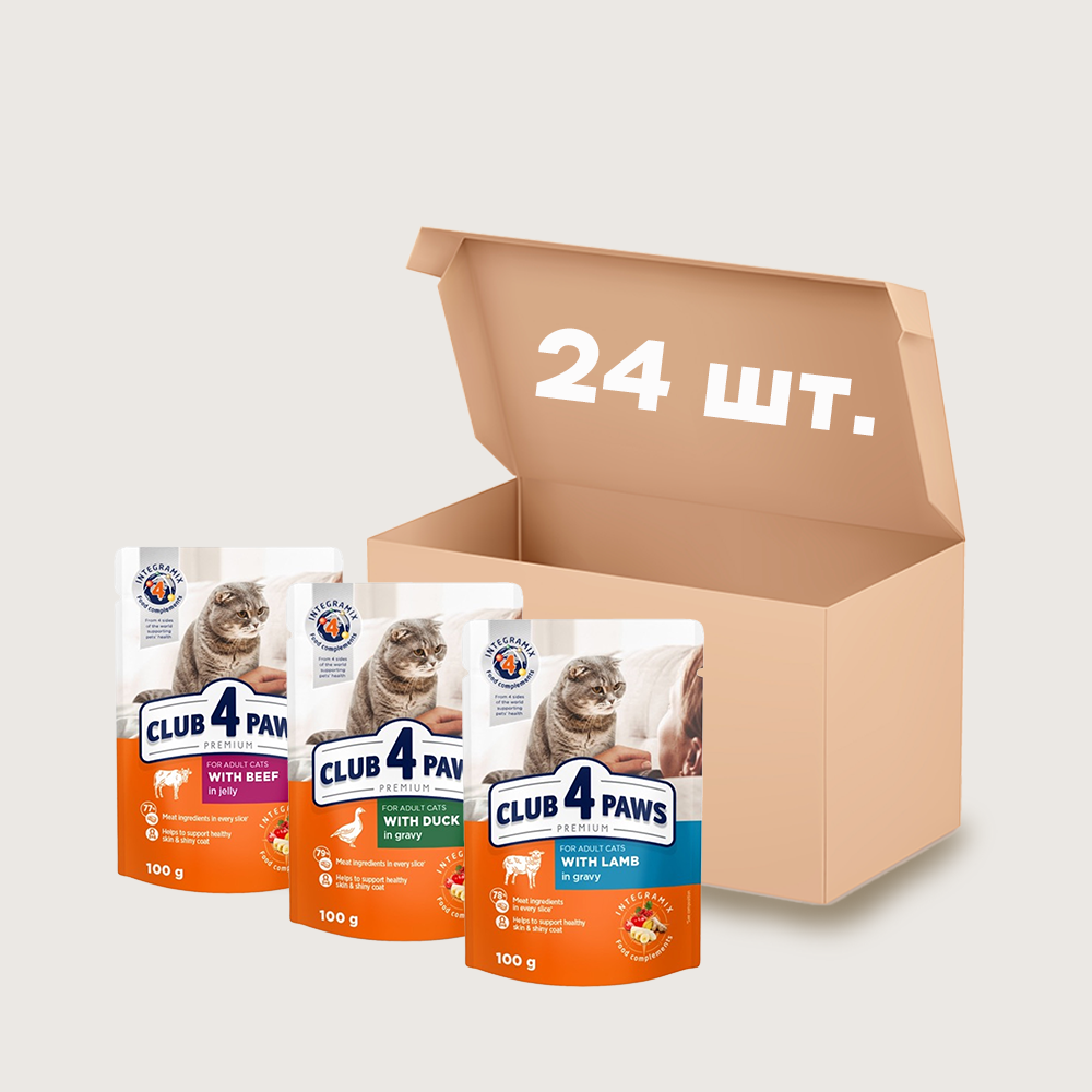 Корм для котов влажный Club 4 Paws Микс 6-ти вкусов пауч 85 г (2898536127)