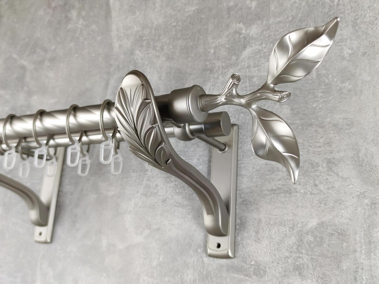 Карниз MStyle металлический для штор двухрядный Листок Розы 25/19 мм крученый 160 см Сатин (5012800)