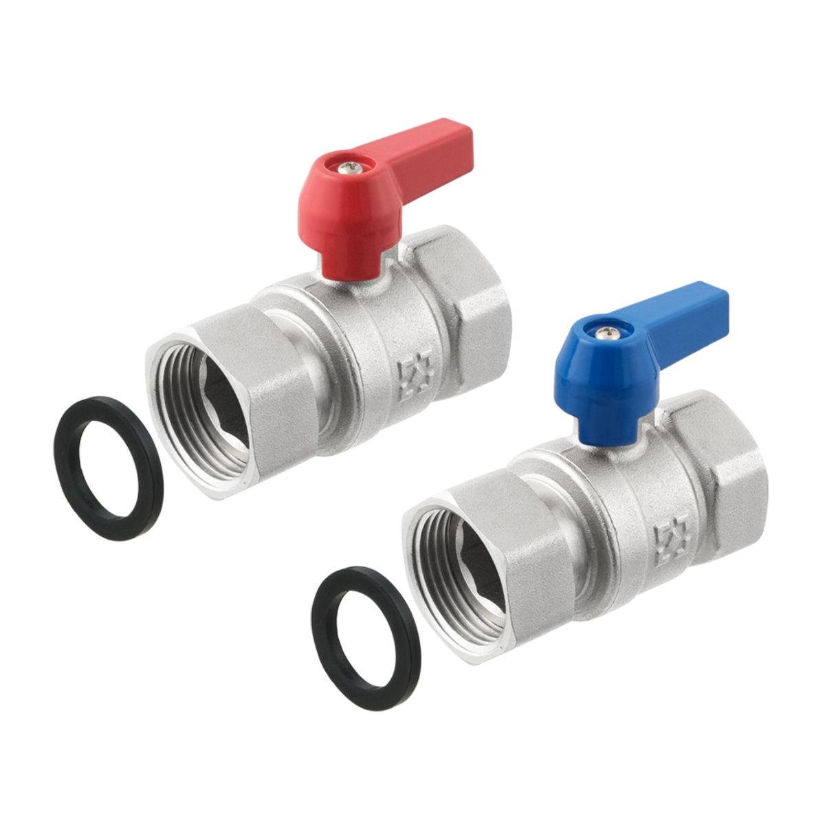 Комплект кранов шаровых Raftec прямой с накидной гайкой ВВ 1" RVMK03 (SW-98616)