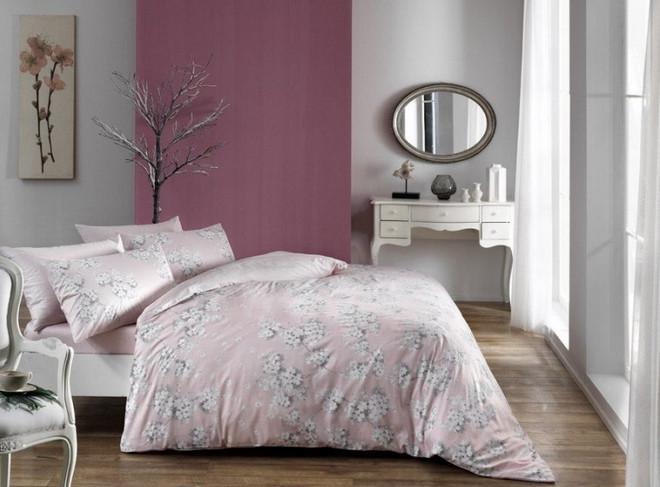 Постельное белье Tac Flora Pembe сатин100% хлопок 200x220 см Pink (1329137140)