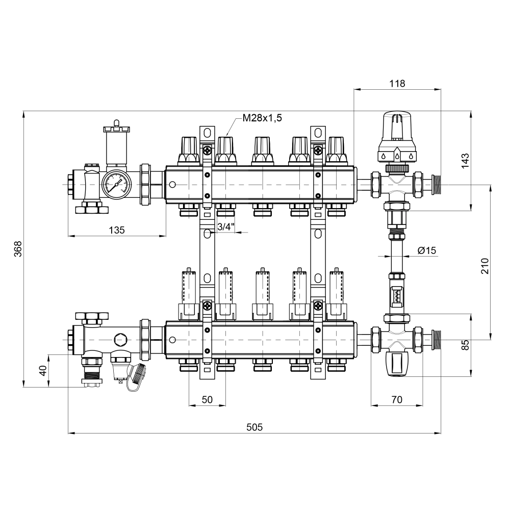 Група колекторна Icma К0111 5 виходів 1" (S11460_00005140) - фото 3