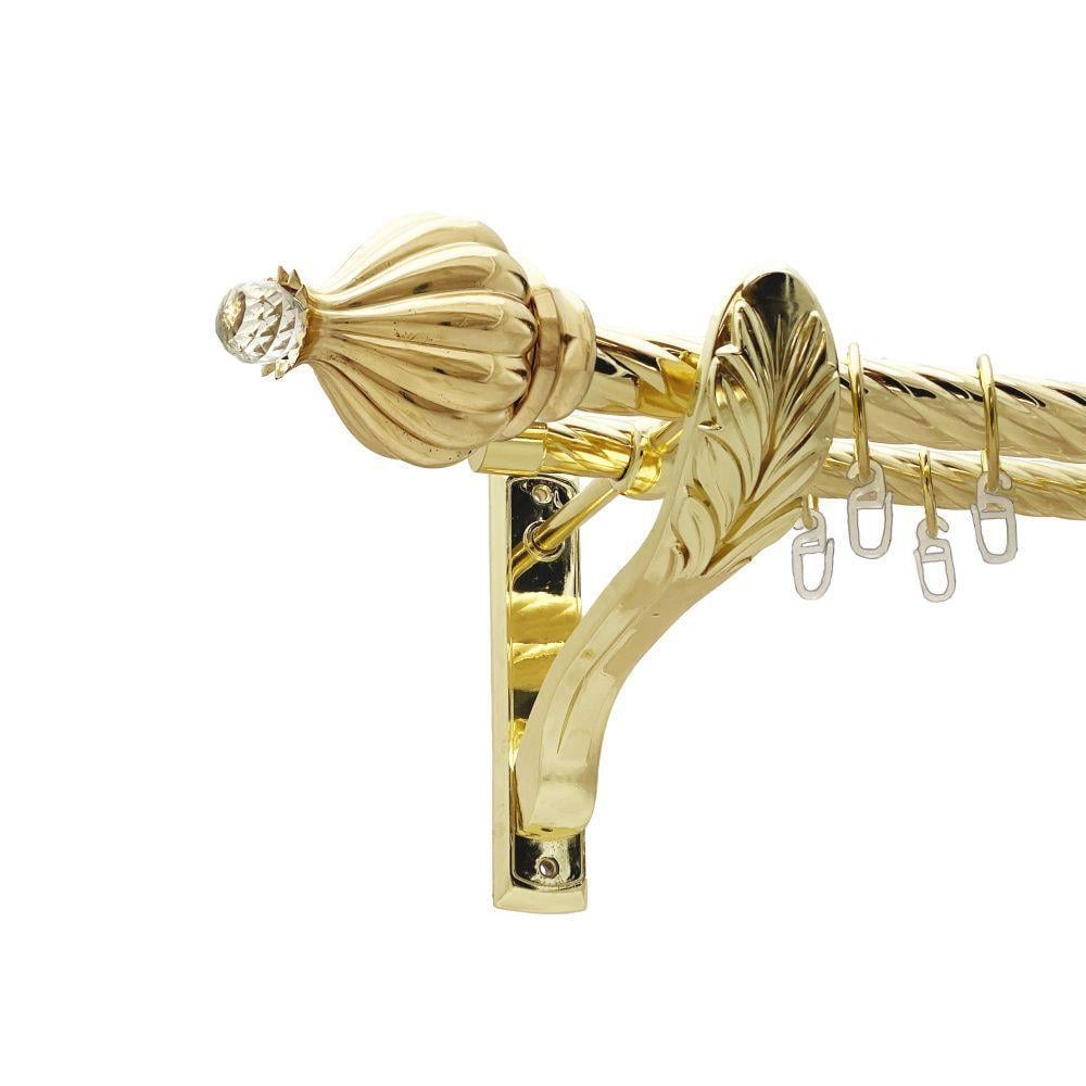 Карниз для штор Orvit Таджа-Кристалл двухрядный скрученный 25/19 мм 240 см Золотой (00-00021765)