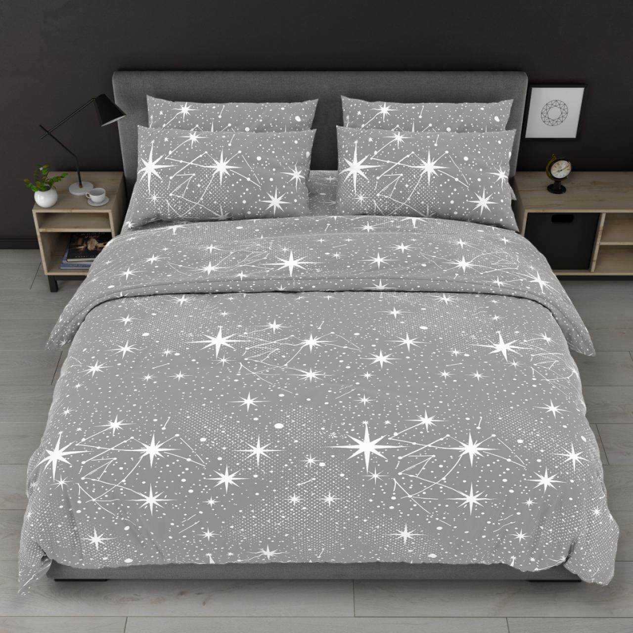 Комплект постельного белья Андромеда хлопковый евро 200х220/70х70 см Серый (32367803)