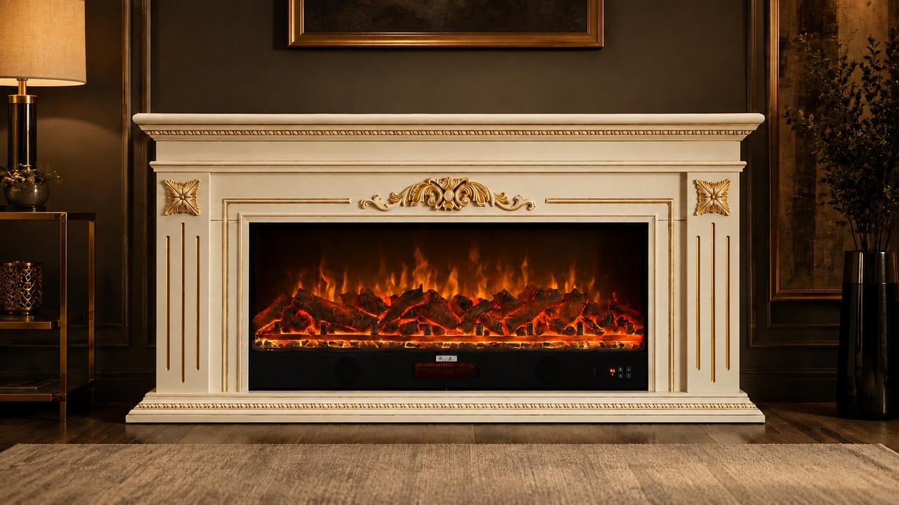 Камин электрический Nevada luxe Ivory 1500 Вт с порталом/звук потрескивания дров (10080153)
