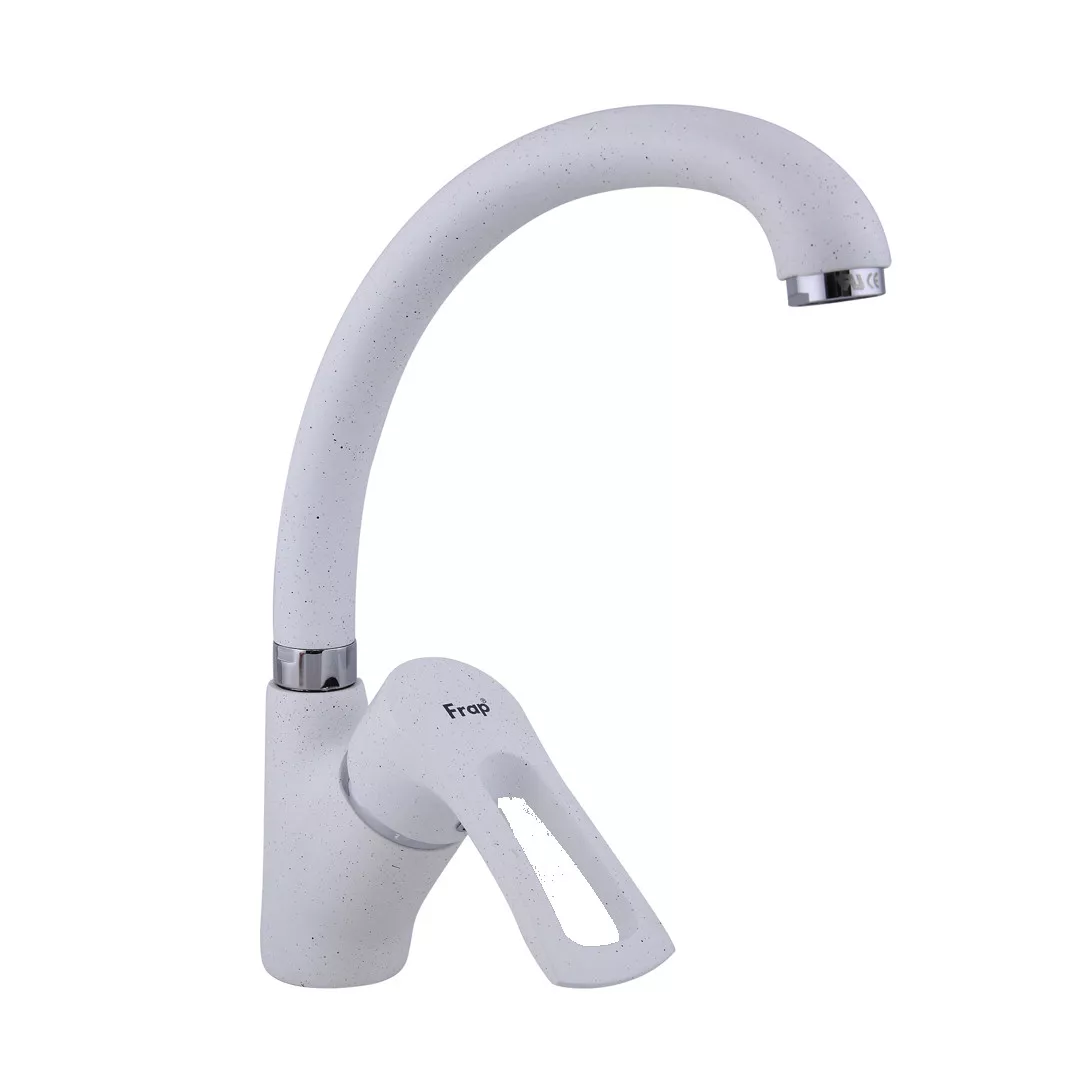 Змішувач кухонний Frap F4166-8 з довгим виливом одноважільний латунь Білий (24582240)