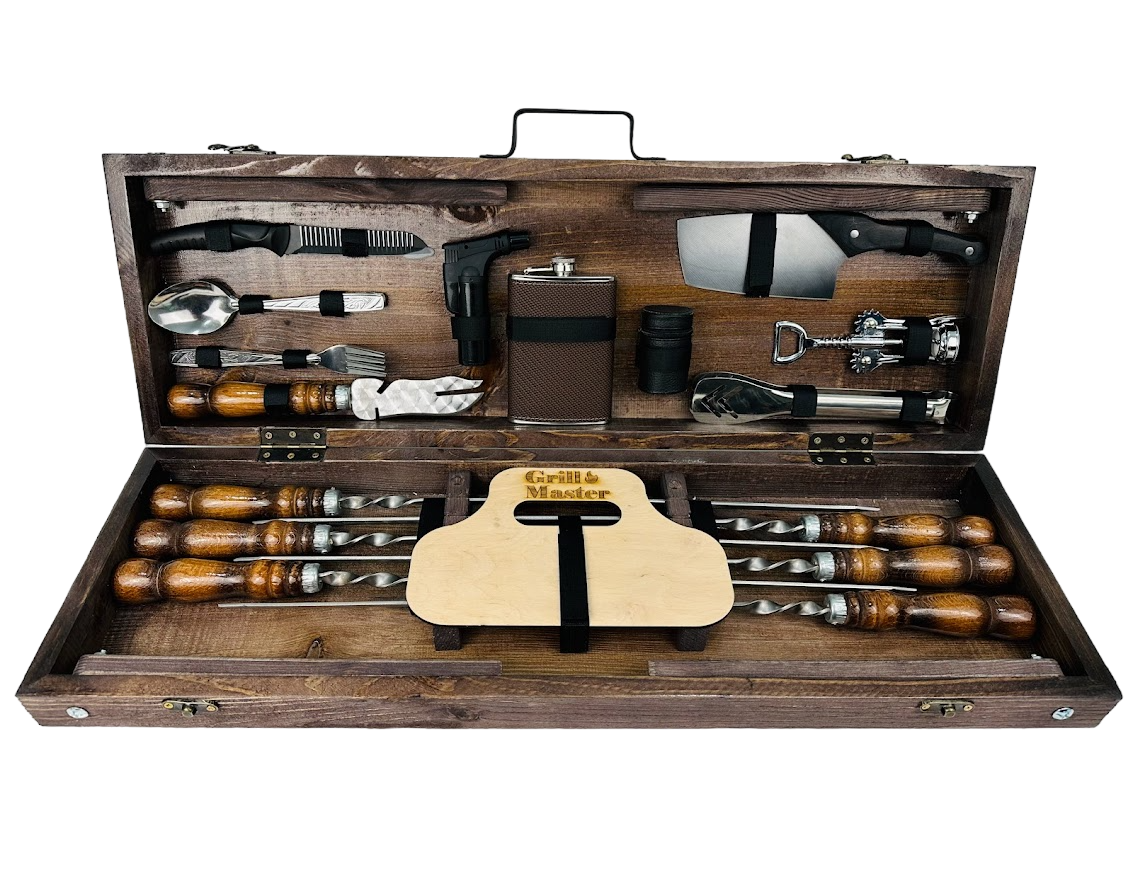 Набор шампуров подарочный Скаут в деревянном кейсе на 32 предмета (106-10-KS-7620)