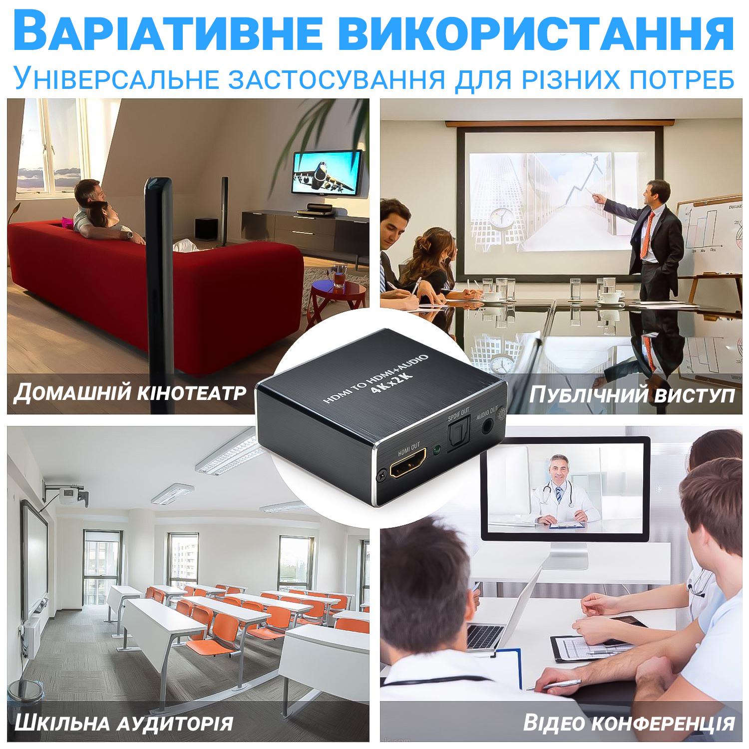 Экстрактор HDMI аудио Addap HAE-02 конвертер звука с HDMI на оптический SPDIF/Toslink и 3,5 мм - фото 12