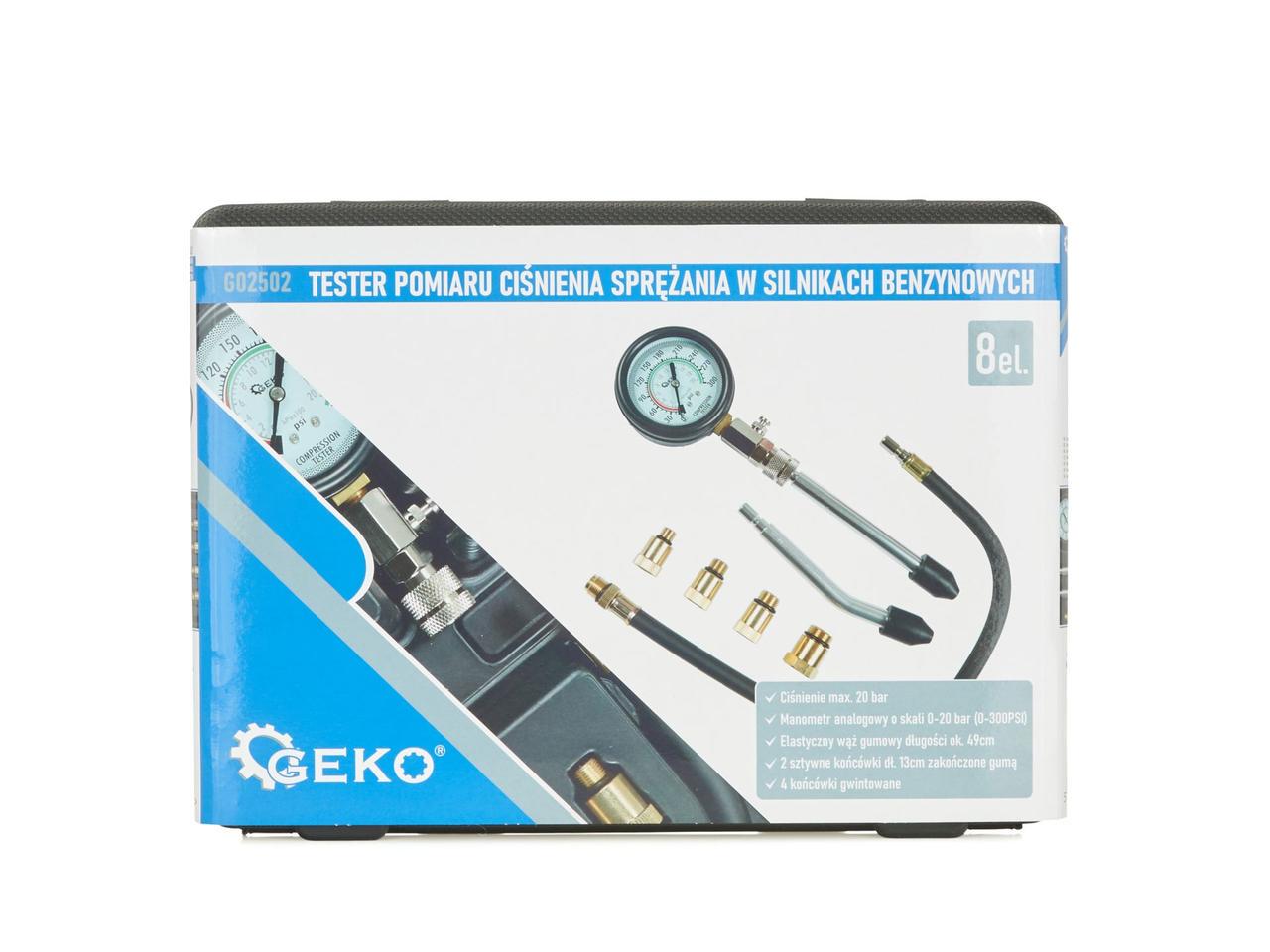 Тестер для вимірювання тиску для 8-елементних бензинових двигунів Geko G02502 - фото 8 Тестер для вимірювання тиску для 8-елементних бензинових двигунів Geko G02502 - фото 8