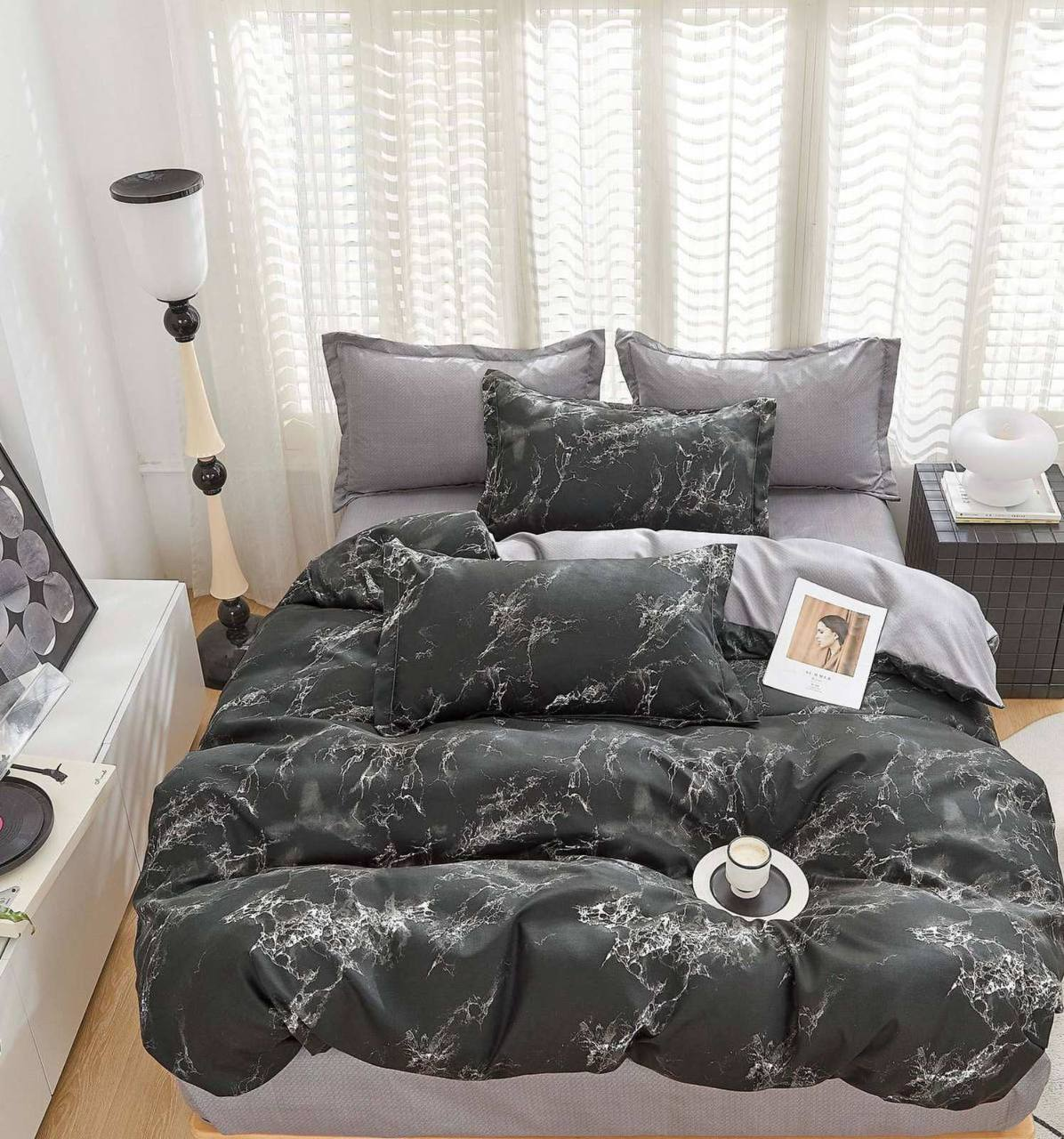 Постільна білизна фланель двоспальний 70x70 см Темно-сірий