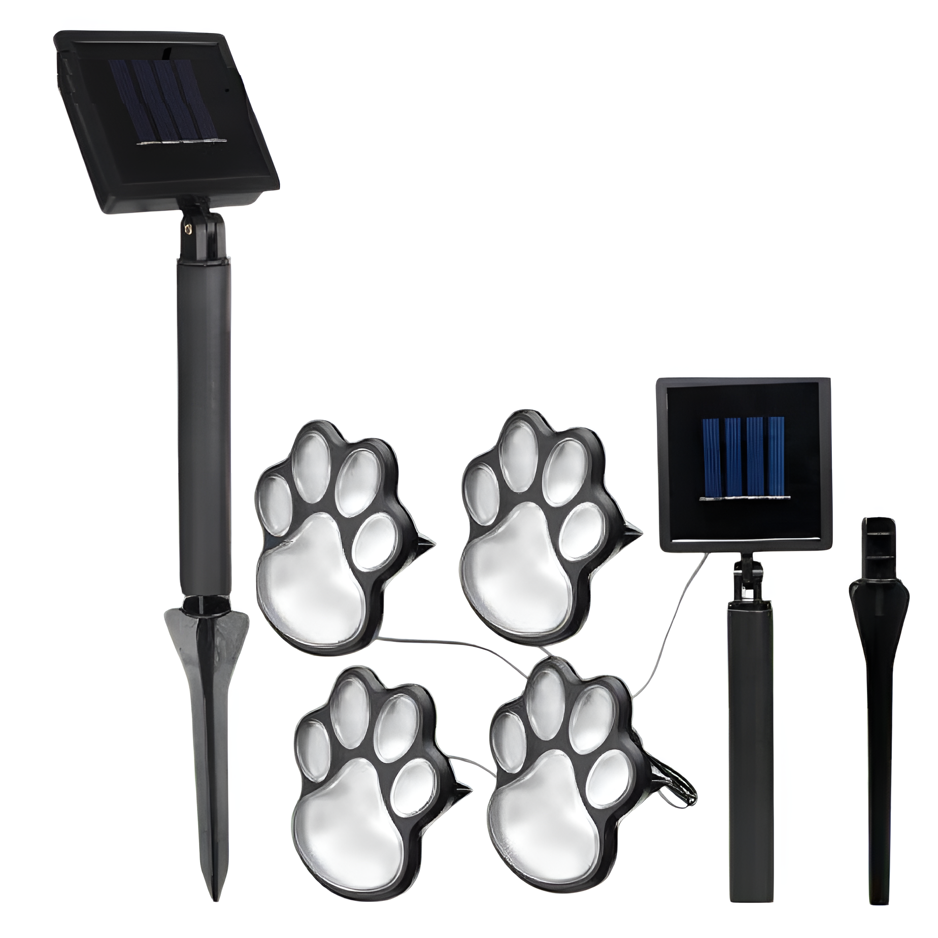 Садовый LED светильник Stenson Paw Prints Lights солнечная панель AA400mAh Черный (624102)