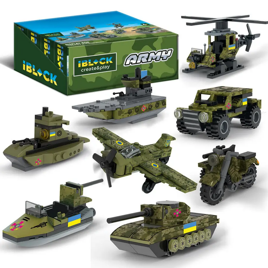 Конструктор Iblock военная техника 8 видов 439 дет.