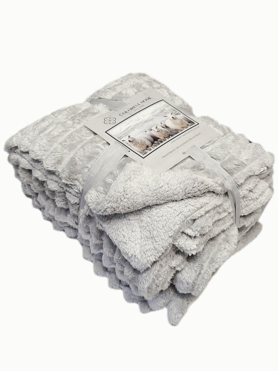 Плед на овчине Шарпей Королевская полоска 150x200 см Серый (1448) - фото 1