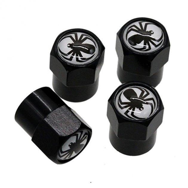 Набор колпачков на ниппель для автомобиля SUNROZ Caps Short Spider 4 шт. Black