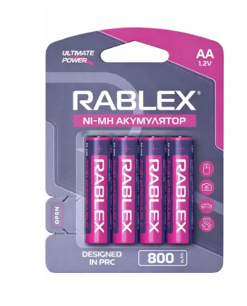 Батарейки акумулятор RABLEX AA R6 800 mAh 4 шт. Батарейки акумулятор RABLEX AA R6 800 mAh 4 шт.