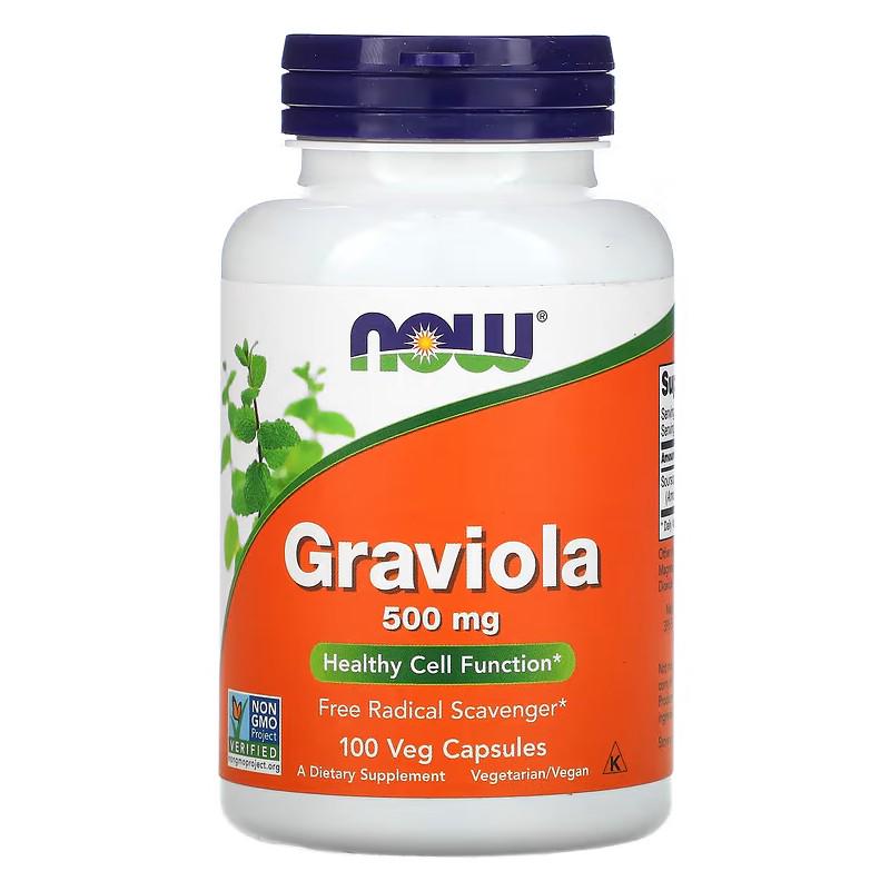 Натуральная добавка Now Foods Graviola 500 мг 100 капсул