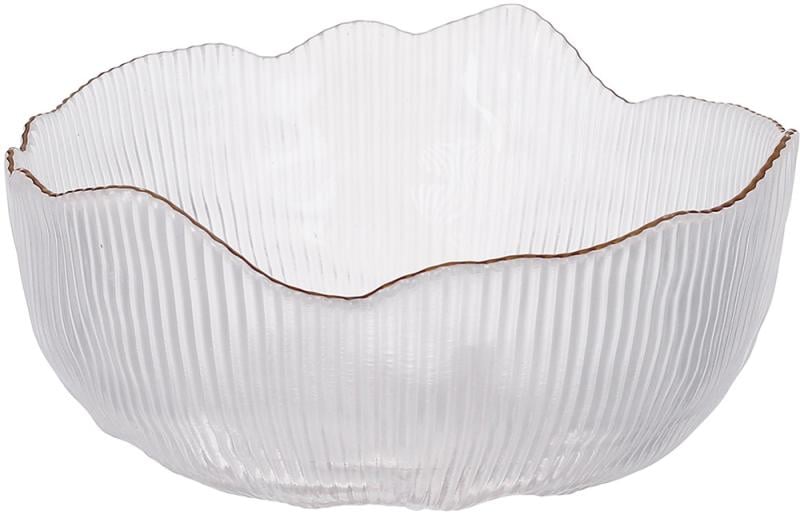 Салатниця скляна Fleur Ø20х9 см Прозорий із золотою облямівкою (BD-992-034)