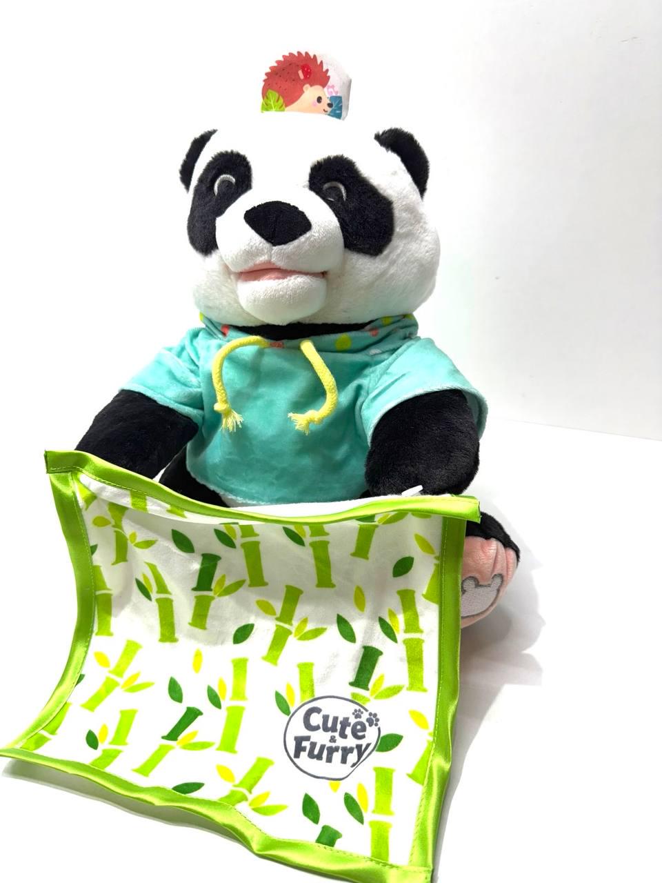 Панда-сказочник интерактивная играет в прятки 14 фраз рассказывает сказку 27 см Черно-белый (6226 I UA)