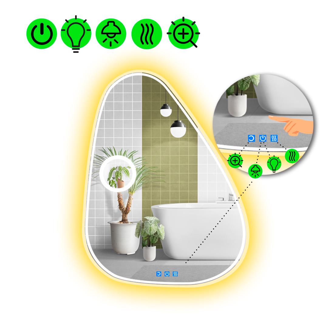 Зеркало с LED подсветкой Doccia 4 с подогревом и линзой с подсветкой 80x64 см (8775791)
