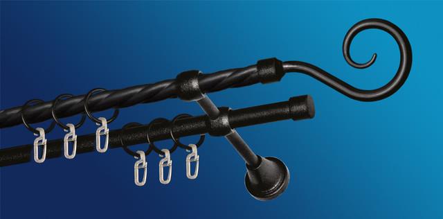 Карниз для штори Plastidea Гак металевий кручений подвійний з гачками D 16/16 мм 140 см Чорний - фото 1 Карниз для штори Plastidea Гак металевий кручений подвійний з гачками D 16/16 мм 140 см Чорний - фото 1