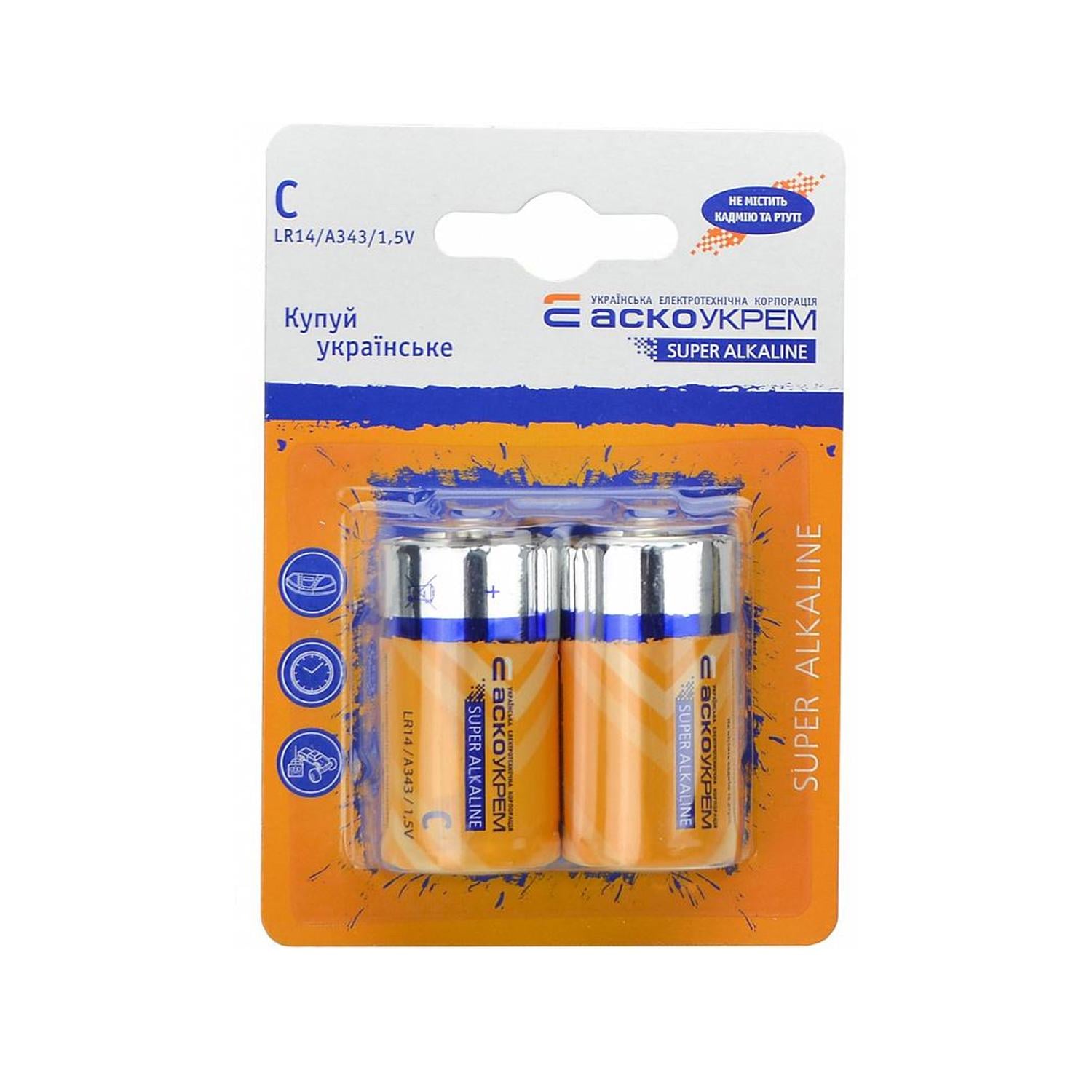 Батарейка АСКО-УКРЕМ С щелочная 1,5V blister 2 шт. (Аско.LR14.BL2)