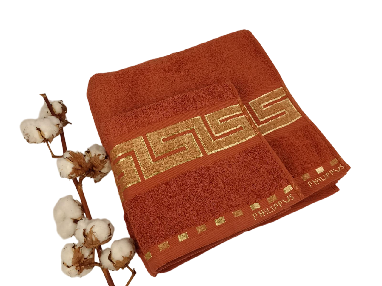 Набор полотенец Philippus Krinkil Greek Cross Cotton 2 шт. Терракотовый (Е261)