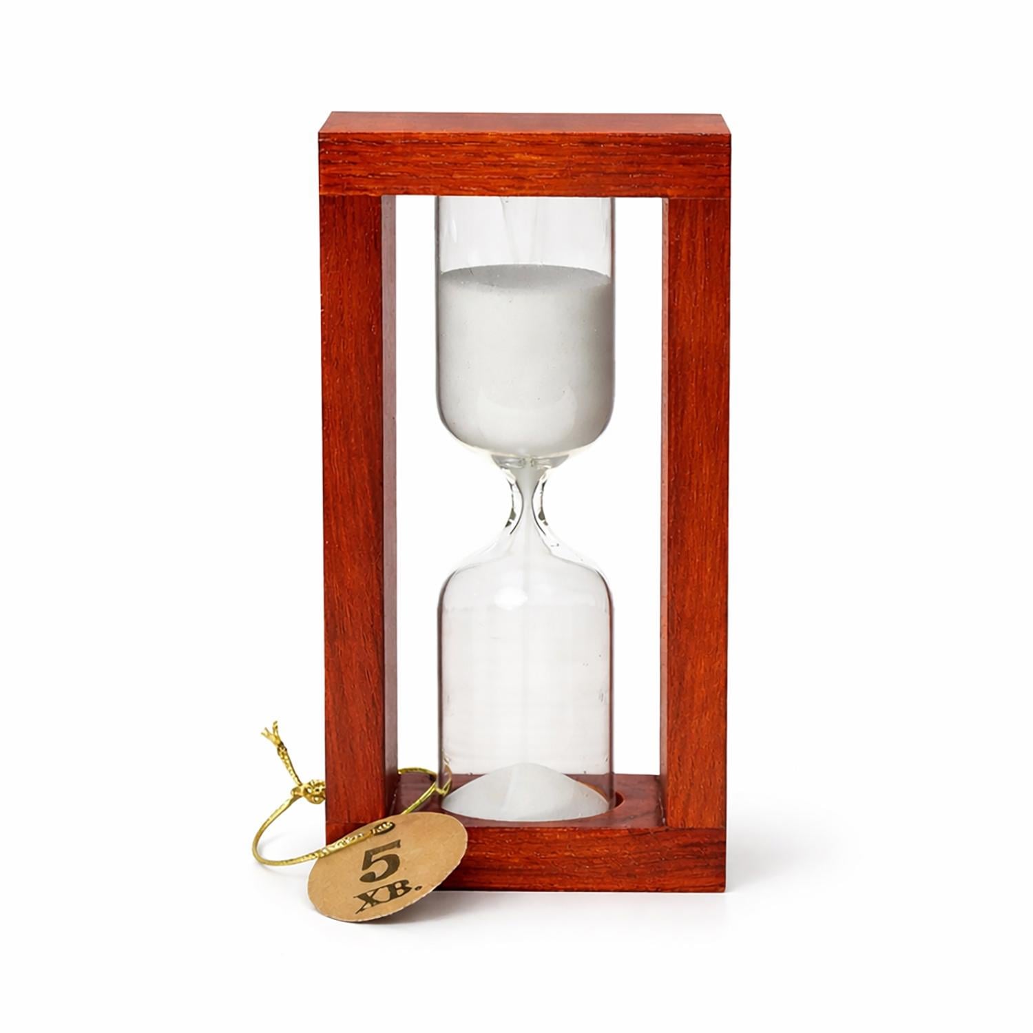Песочные часы в деревянном корпусе на 5 минут Белый/Вишня