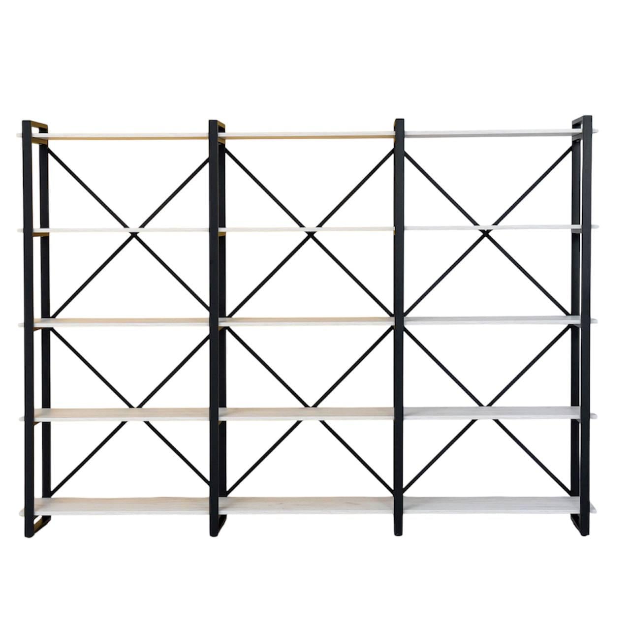 Стеллаж лофт узкий для книг и документов 3 секции 180х250х35 см