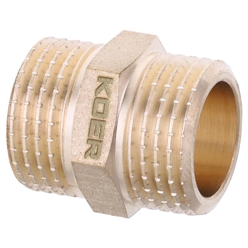 Ниппель прямой KOER WM.N06.WN наружная-наружная резьба латунный 1/2" (OL-KR2989)