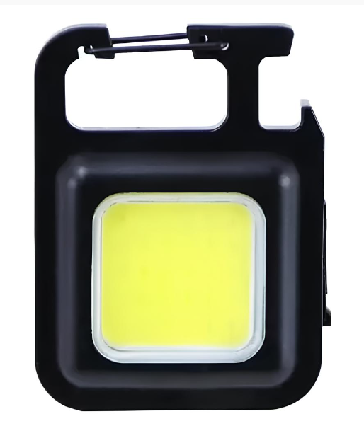 Фонарь-брелок COB 500 пластиковый корпус с карабином/открывалкой и магнитным креплением (4087)