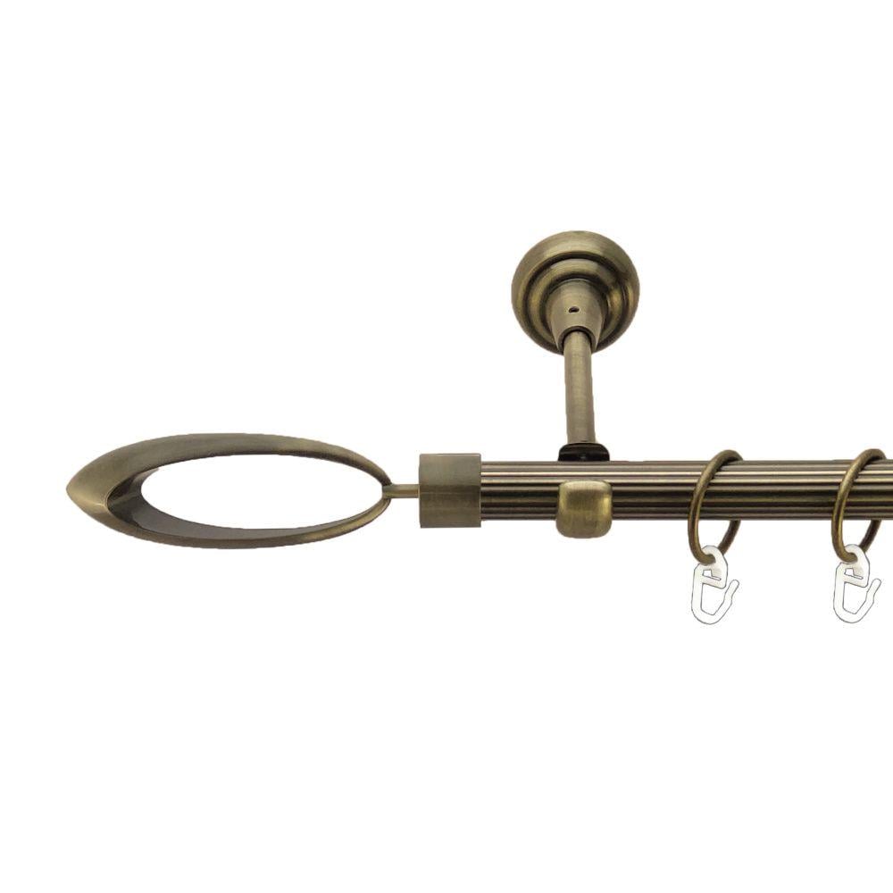 Карниз металлический Orvit Венеция однорядный открытый/рифленая труба/кольцо металлическое Антик 19 мм 160 см (00-00017233)