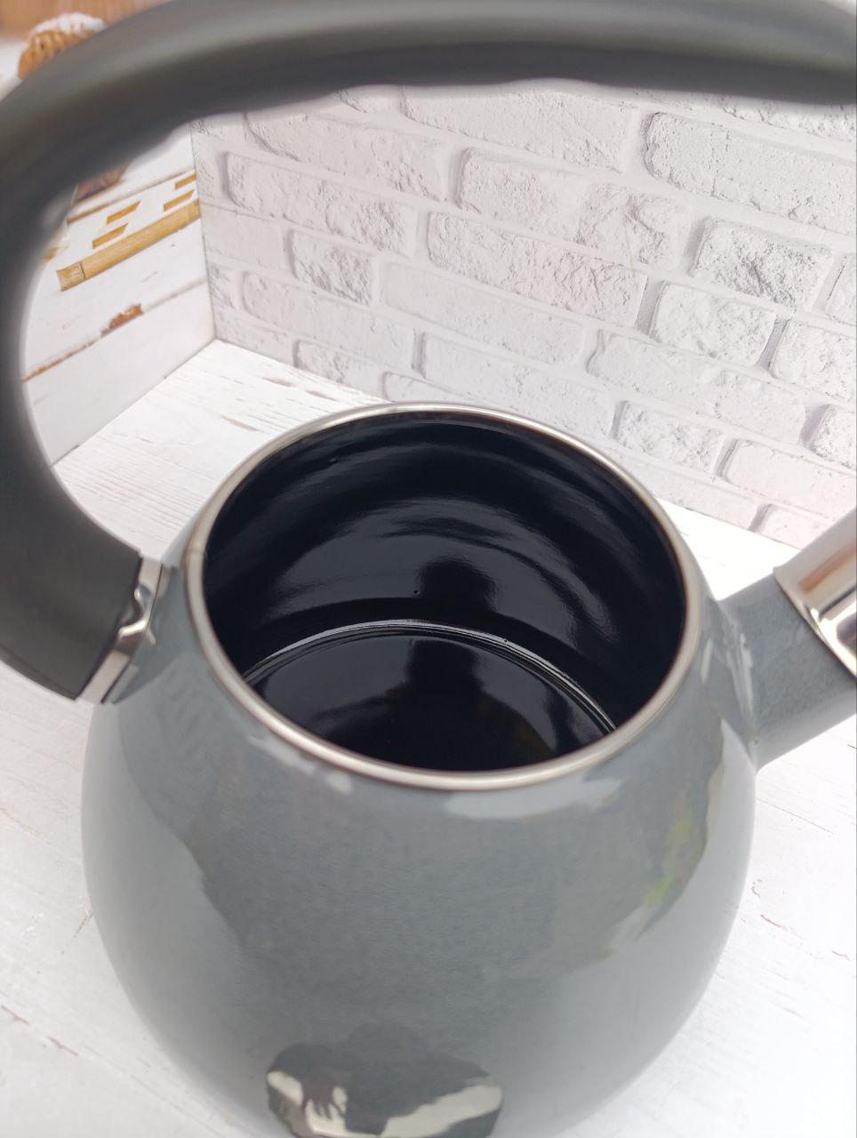 Чайник зі свистком Kamille KM-1040C емальований 2,5 л Сірий (KM-1040C) - фото 4 Чайник зі свистком Kamille KM-1040C емальований 2,5 л Сірий (KM-1040C) - фото 4