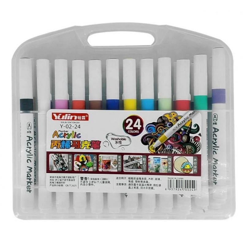 Набор скетч-маркеров акриловых YULIN водостойкие в кейсе 24 шт. (MX-00009306)