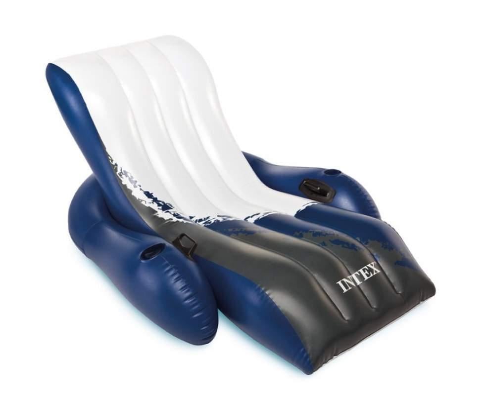 Шезлонг надувний для води Intex 58868 River Run 180х135 см Чорно-білий (147-9-58868)