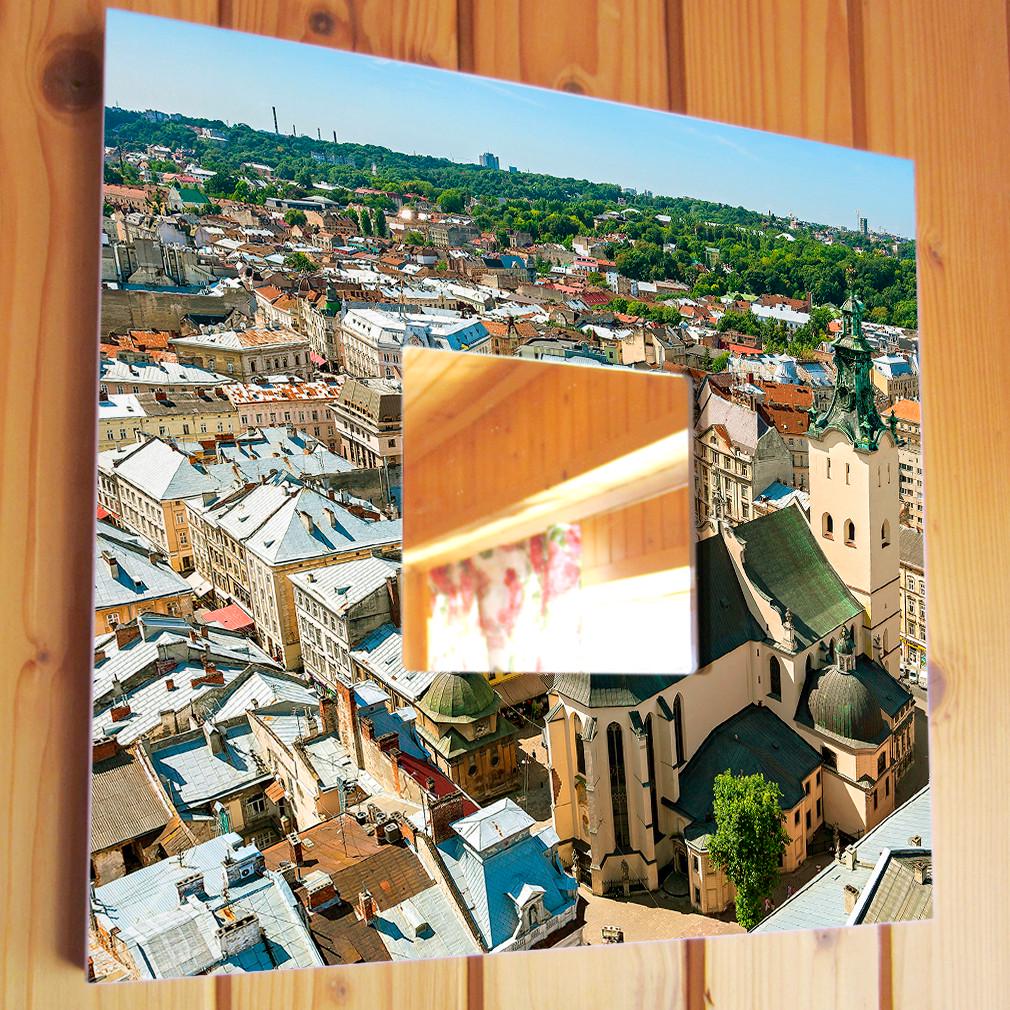 Зеркало декоративное с панорамой Львова 260х260 мм (M04087)