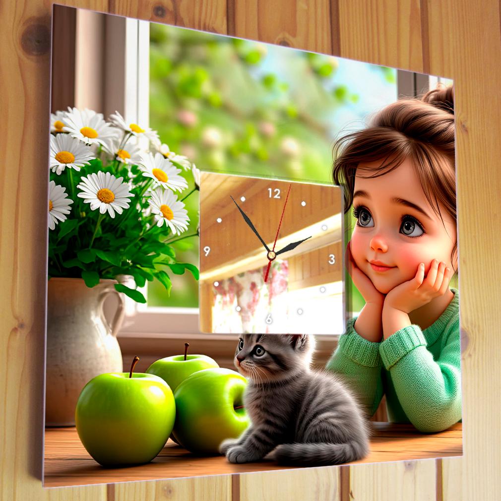 Годинник Дівчинка і весна 260x260 мм (C04657) - фото 2 Годинник Дівчинка і весна 260x260 мм (C04657) - фото 2