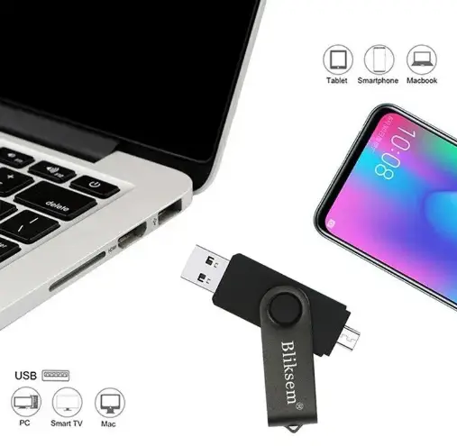 Флеш-память 2в1 Micro USB + USB2.0 OTG 64 GB Черный (2015099894) - фото 3