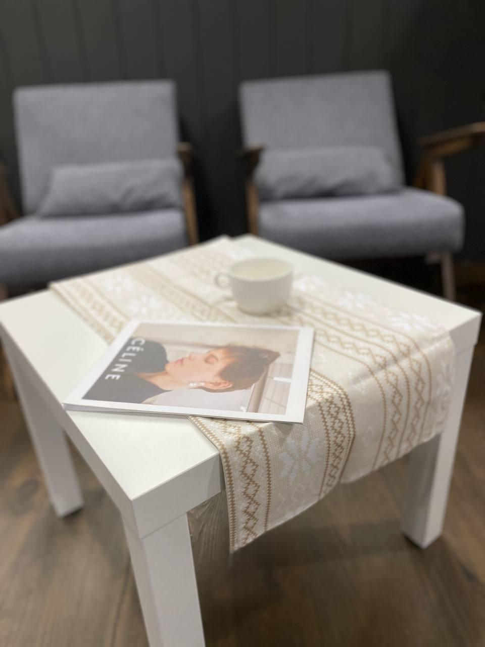 Ранер в этническом стиле 33х140 см Бежевый (58-67-ра-етн-беж-33х140)